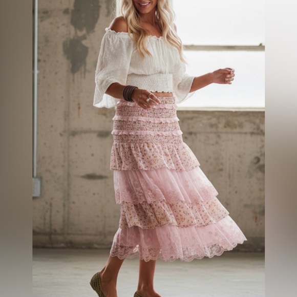 NWT Listicle Floral and Lace Boho Convertible Smocked Dress or Midi Skirt - Picture 10 of 10